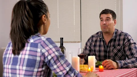 Couple having a romantic dinner Stock Footage 98246338