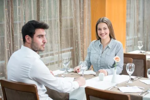 Couple having romantic dinner Stock Photos
