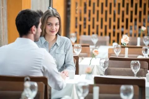 Couple having romantic dinner Stock Photos