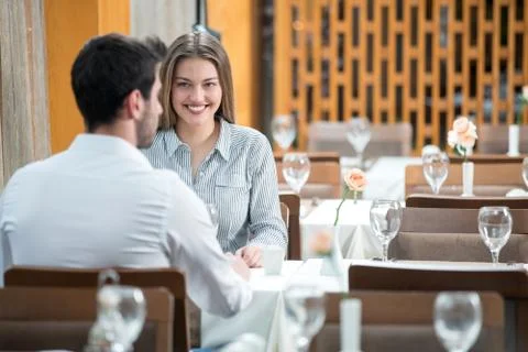 Couple having romantic dinner Stock Photos