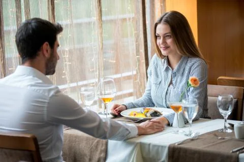 Couple having romantic dinner Stock Photos