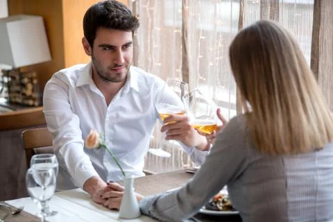 Couple having romantic dinner Stock Photos