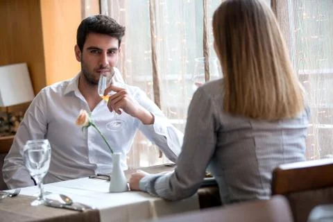Couple having romantic dinner Stock Photos