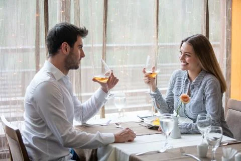 Couple having romantic dinner Stock Photos