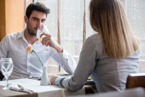 Couple having romantic dinner Stock Photos