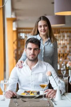 Couple having romantic dinner Stock Photos