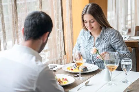 Couple having romantic dinner Stock Photos