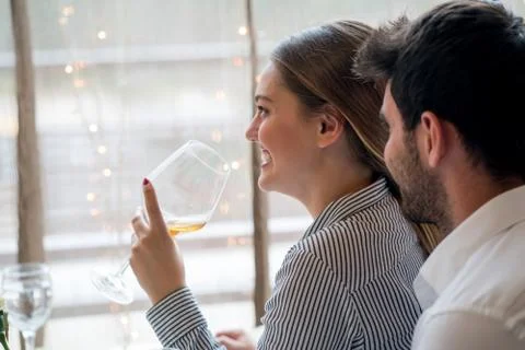Couple having romantic dinner Stock Photos