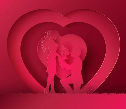 Couple in the heart shape. Stock Illustration