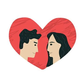 Couple in heart vector Stock Illustration