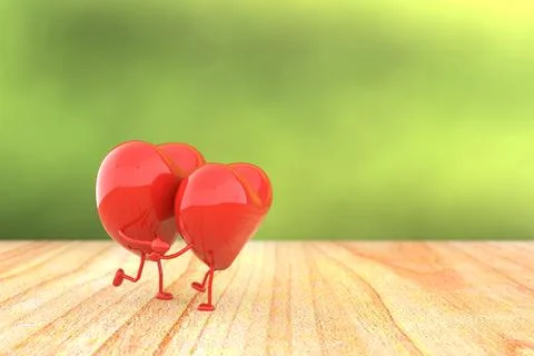 Couple hearts. 3D rendering. Stock Illustration