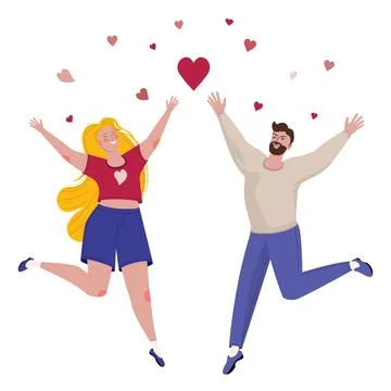 Couple with hearts Stock Illustration