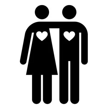 Couple with hearts shape Stock Illustration