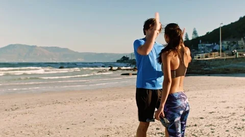 Couple high five after intense workout Stock Footage 76520778