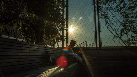 Couple at High Line Park Stock Footage 88172297