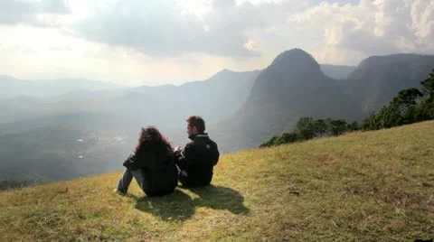 Couple in high mountain Stock Footage 10575692