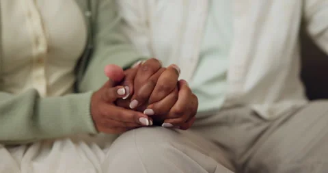 Couple, holding hands and support for partner, loyalty and commitment for Stock Footage 337541417