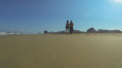Couple Holding Hands on Beach Stock Footage 36149774