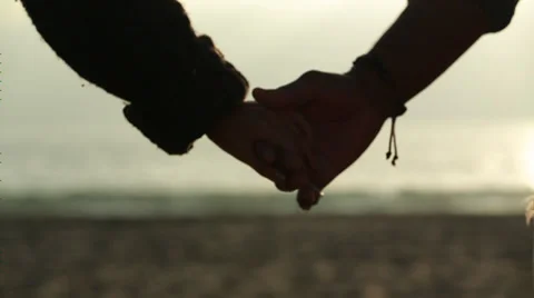 Couple Holding Hands On Beach Stock Footage 36807089