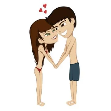 Couple holding hands Stock Illustration