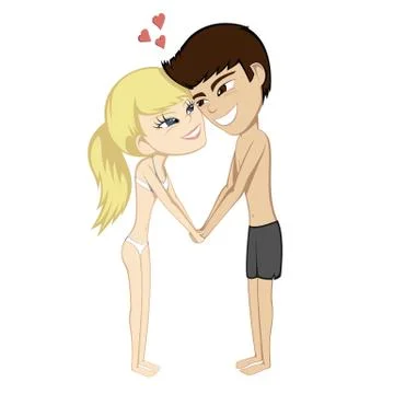 Couple holding hands Stock Illustration