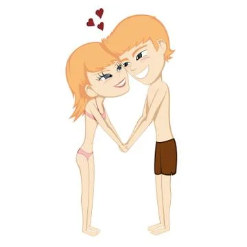 Couple holding hands Stock Illustration