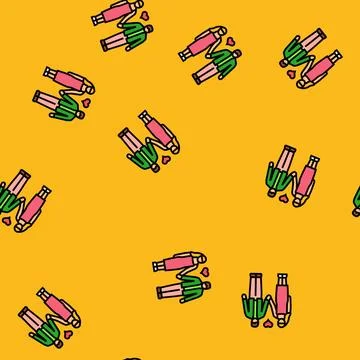 Couple holding hands love vector seamless pattern Stock Illustration