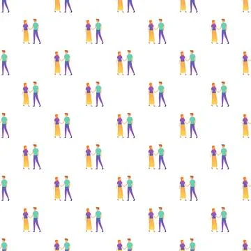 Couple holding hands seamless pattern with people Ilustração Stock
