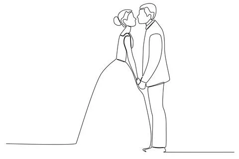 A couple holding hands while looking at each other Ilustração Stock