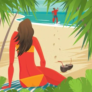 Couple in honeymoon Stock Illustration