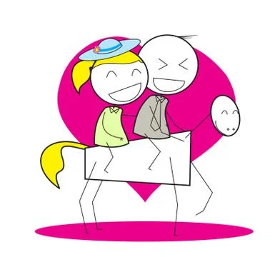 Couple with Horse Stock Illustration