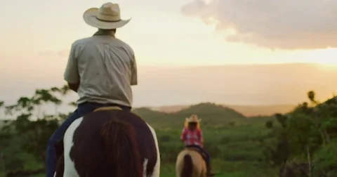 Couple Horseback Riding Stock Footage 82549681