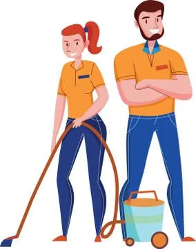 Couple of House cleaning work vector illustration Stock Illustration