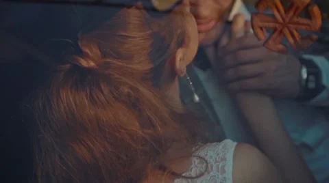 Couple hug in the car Stock Footage 61774361