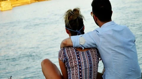 Couple hugging and smiling Stock Footage