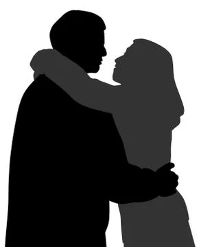 Couple hugging and talking Stock Illustration