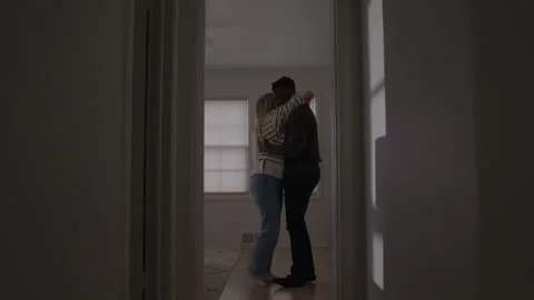 Couple Hugging In Bedroom Stock Footage 270292593
