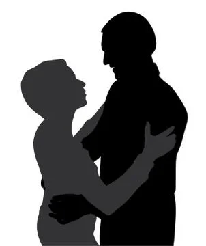 Couple hugging dancing and talking Stock Illustration