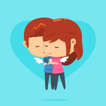 A couple is hugging each other Stock Illustration