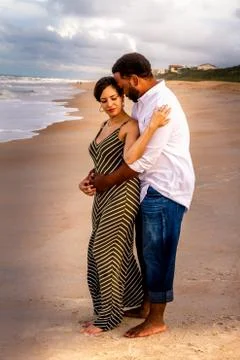 Couple hugging on the Florida beach Stock Photos