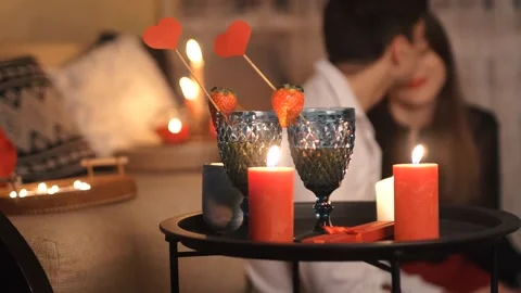 Couple hugging having a romantic dinner. Valentine's day Stock Footage 169048615
