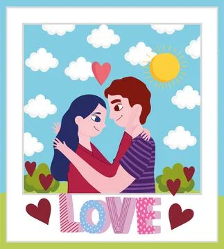 Couple hugging love Stock Illustration