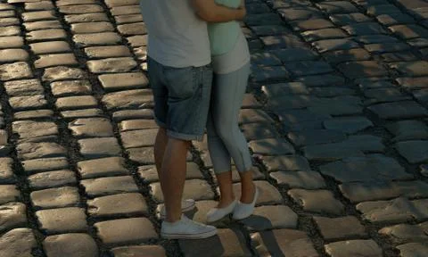 A couple hugging at sunset Stock Photos