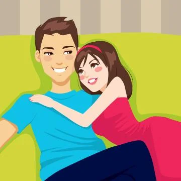 Couple Hugging Tenderly Stock Illustration
