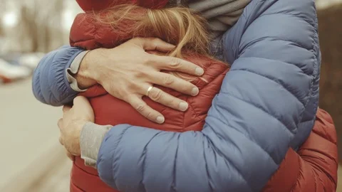 Couple Hugs closeup 스톡 동영상 93042564