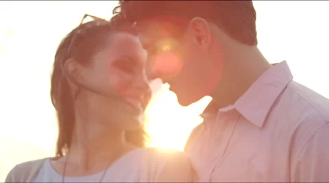 A couple hugs at sunset Stock Footage 63082047