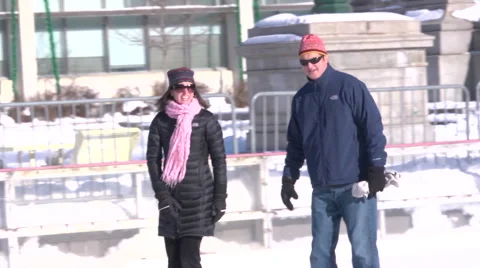 Couple Ice Skating Stock Footage 1002182
