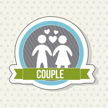 Couple icon over label background. vector illustration Ilustração Stock