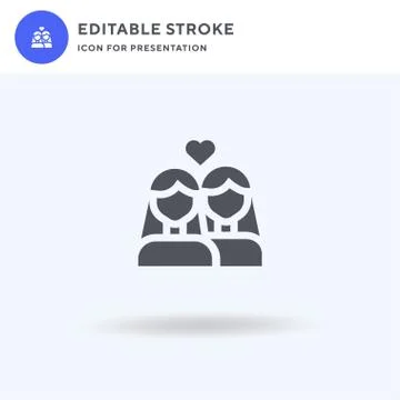 Couple icon vector, filled flat sign, solid pictogram isolated on white, logo Ilustração Stock