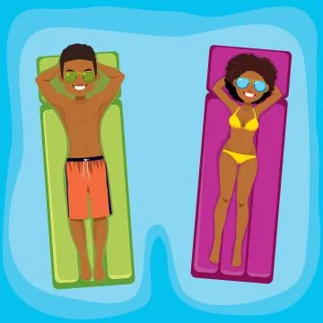 Couple Inflatable Swimming Pool Stock Illustration
